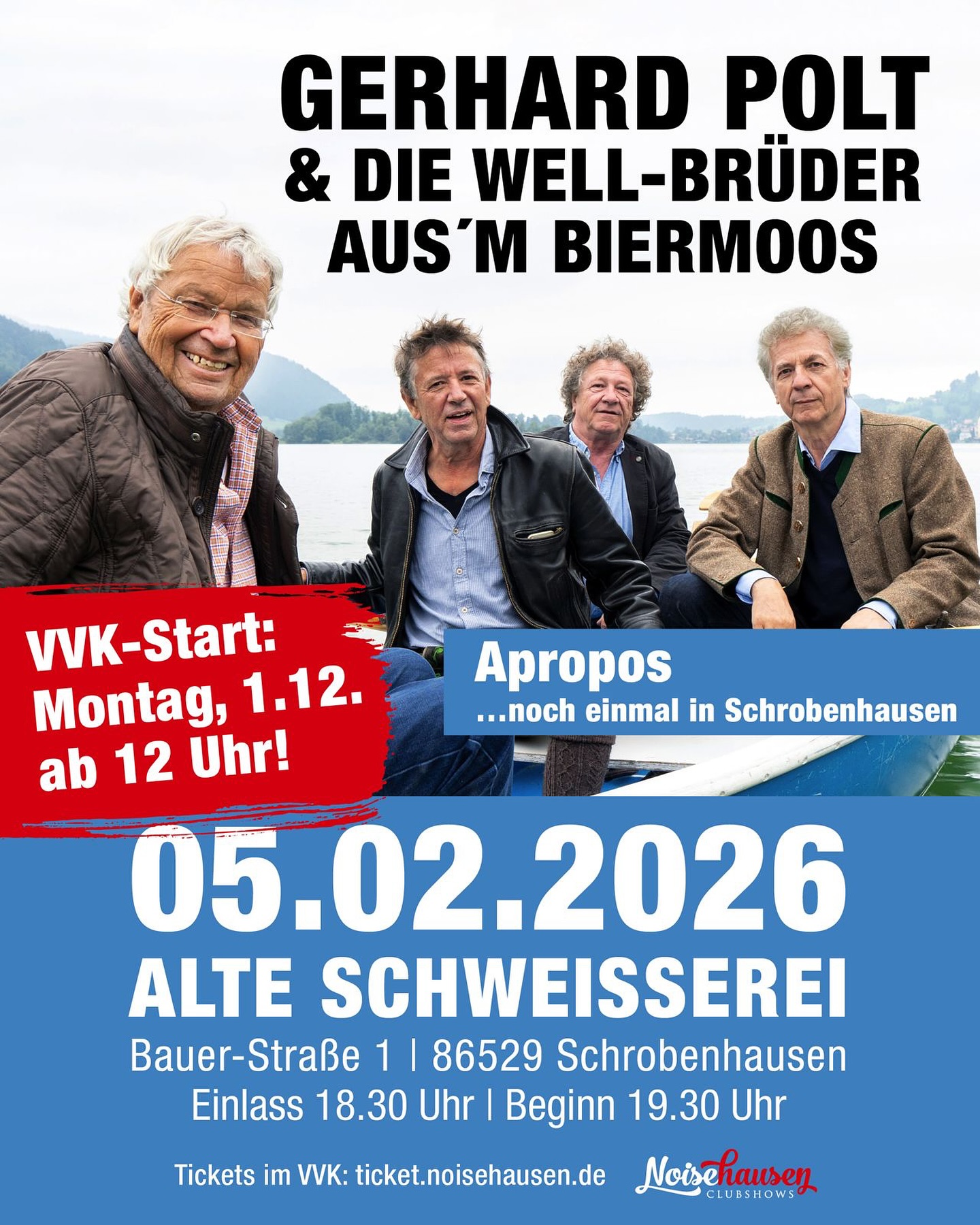 🔥 Eine Ehre. Wir dürfen Gerhard Polt & die Well-Brüder aus‘m Biermoos am 05.02.26 in der Alten Schweisserei in Schrobenhausen veranstalten. VVK-Start ist heute um 12 Uhr in unserem Ticketshop oder im @thebrownbag__ ! 🔥 

#gerhardpolt #schrobenhausen #live #alteschweisserei #apropos #aichach #neuburg