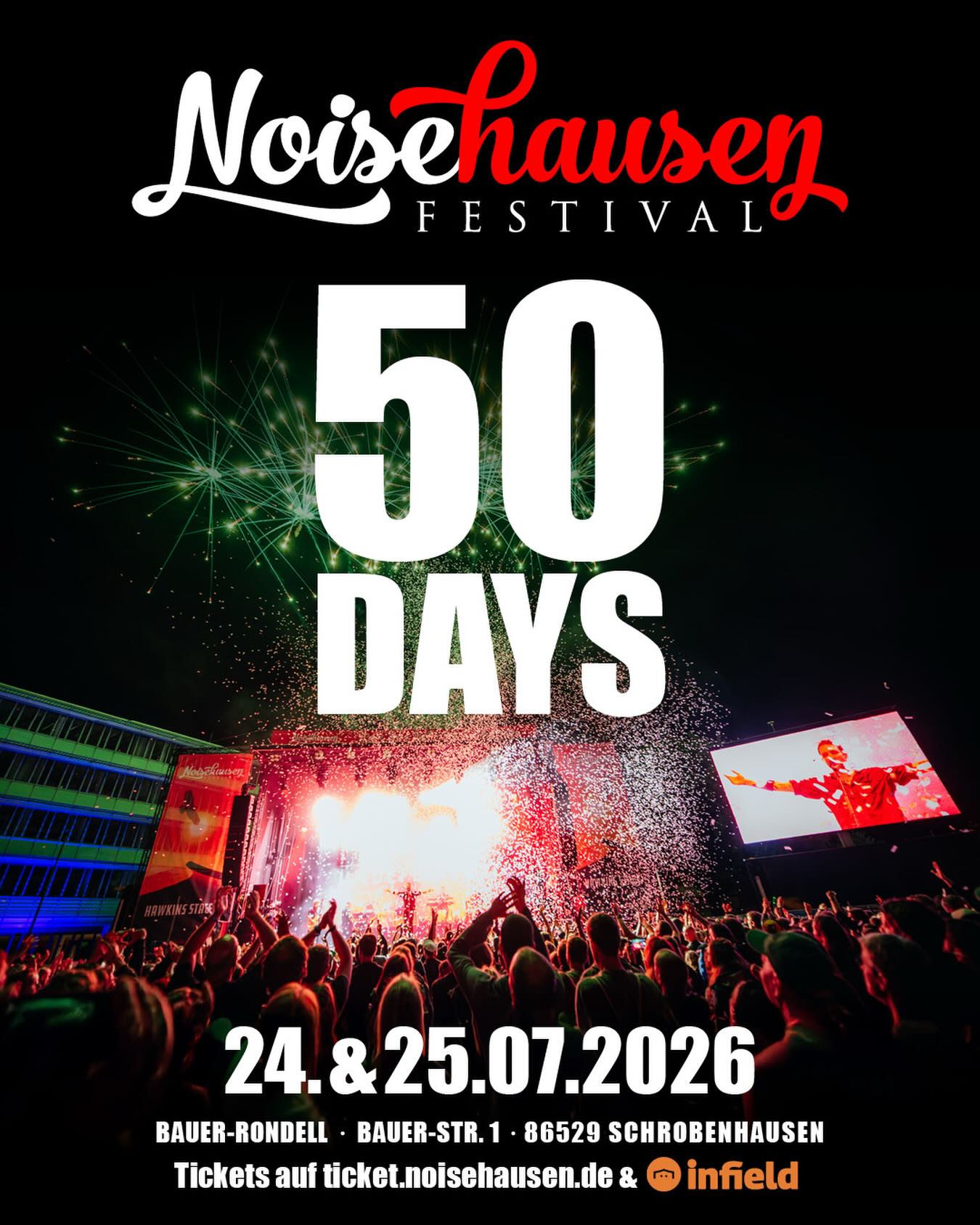 🔥 50 days til Noisehausen Festival 2026. Headliner #2 announcement in two weeks. It‘s getting hotter. Save your tickets. Links in bio. 🔥

#noisehausen #noisehausenfestival #festival #love