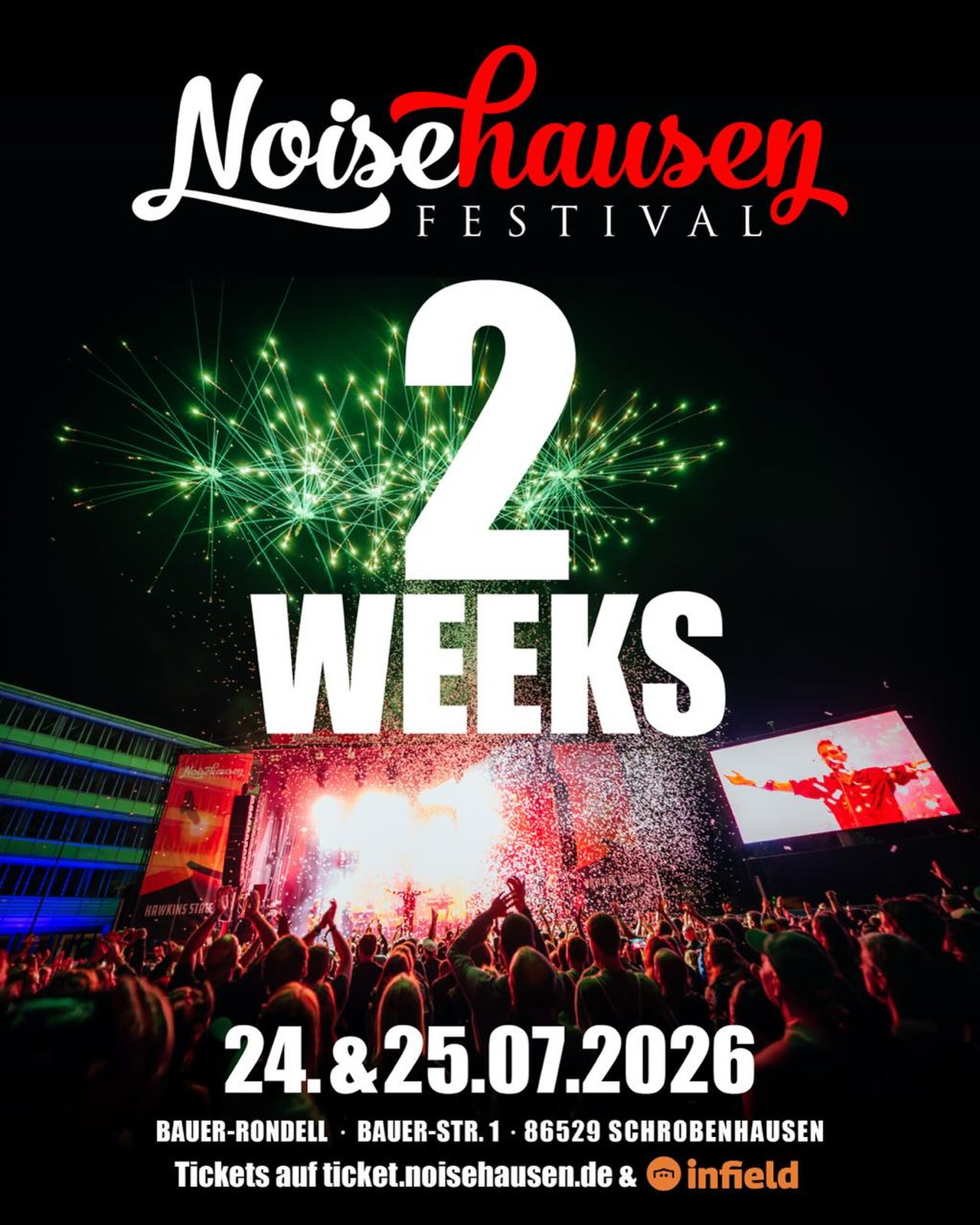 🔥 Der Countdown läuft. 2 Wochen nur noch bis zum Noisehausen Festival 2026. Noch kein Ticket? Dann wird es Zeit. Links in bio. Be fast! 🔥

#noisehausen #noisehausenfestival #festival #love #summer
