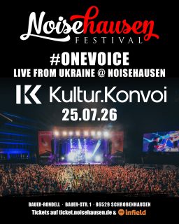 Welcome back. Auch dieses Jahr ist der @kultur.konvoi wieder Teil des Noisehausen Festivals. OneVoice live aus der Ukraine auf unsere Noisehausen-LED Wall. Make love, not war. ✌🏻❤️🤘🏻

#noisehausen #noisehausenfestival #kulturkonvoi #ukraine #peace