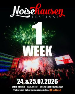 🔥 1 WEEK till Noisehausen Festival 2026. Die letzten Tickets gibt es im Vorverkauf noch in unserem Shop und lokal im @thebrownbag__ und in @sigskneipn ! Be fast! 🔥
#noisehausen #noisehausenfestival #countdown #tickets #festival