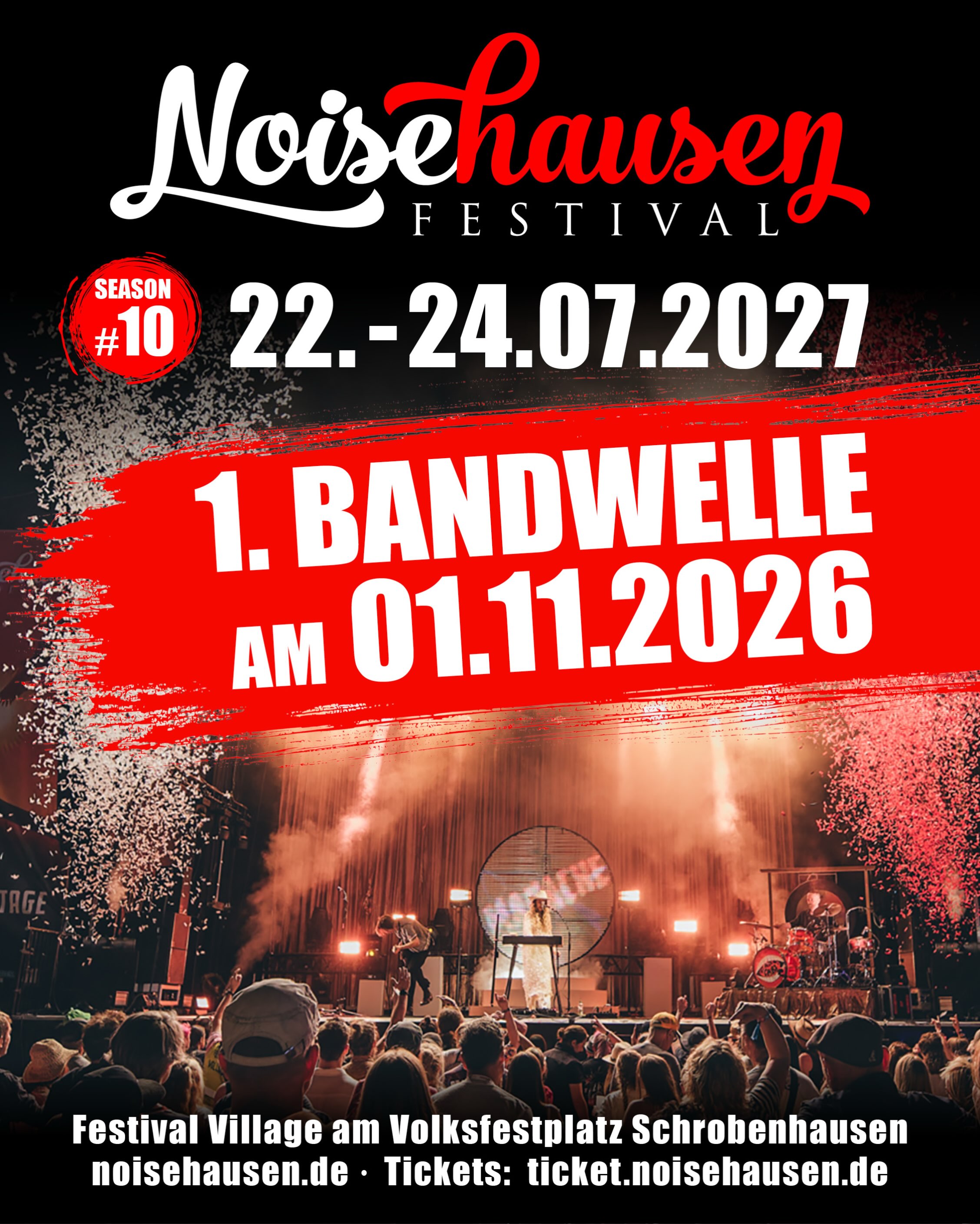 🔥 Attention! Attention! Am kommende Sonntag kommt die erste Bandwelle inklusive erstem Headliner. Was meint ihr? Wer kommt zum Jubiläum? 
Sichert euch jetzt noch Early Hawk-Tickets in unserem Shop. Just saying! 🔥

#noisehausen #noisehausenfestival #noisehausen2027 #anniversary #festival